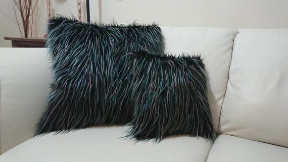 Black fluffy cushions sale
