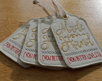 Made By Hand You Better Love It Leatherette Festive Gift Tags