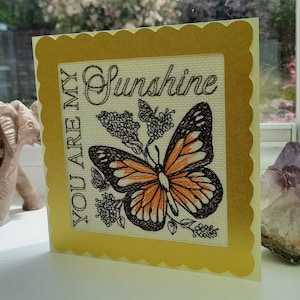 You Are My Sunshine - Papillon - Broderie complexe sur du feutre - Carte de voeux