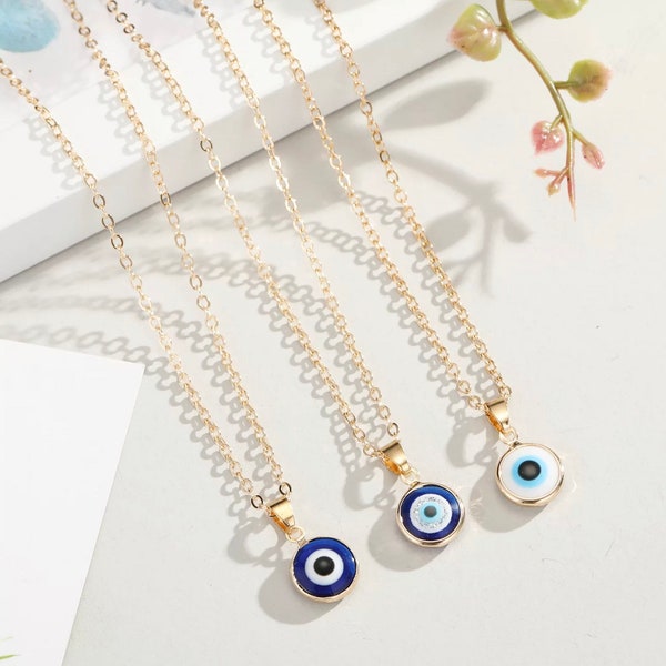 Turkish Evil Eye 18k Gold Plated Stainless Steal Necklaces • 18 inch chain Evil Eye Necklaces • Evil Eye Necklaces