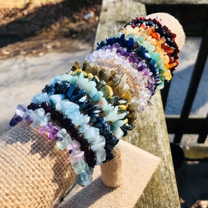 CUSTOM 65+ Crystal Varieties Chip Bracelets! • High Quality Gemstone Chip Bracelets • Chakra Bracelets  • Gift Bracelets • Handmade Jewelry