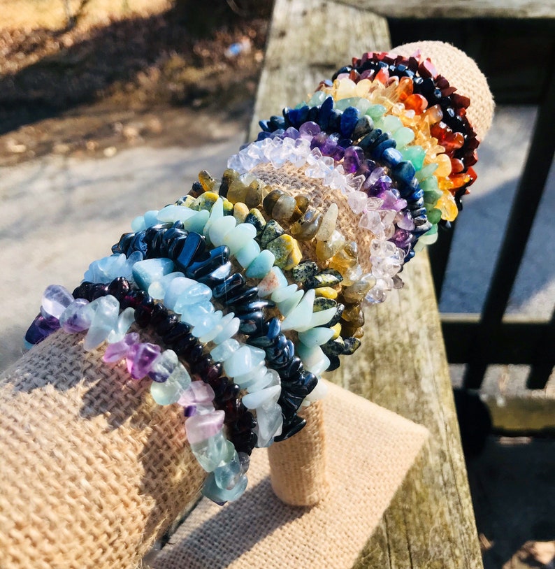 47 Crystal Chip Bracelets/ Gemstone Chip Bracelets / Chakra Etsy
