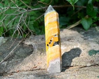 4.8” Bumble Bee Jasper Tower • High Quality Towers • Accepting Change Crystals • Self - Esteem Crystals