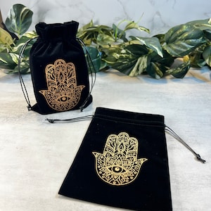 6" Hamsa Tarot Orakel Tassen • Tarot kaarthouder • Tarot & Oracle Kaart Bescherming • Zwarte Tarotzakken