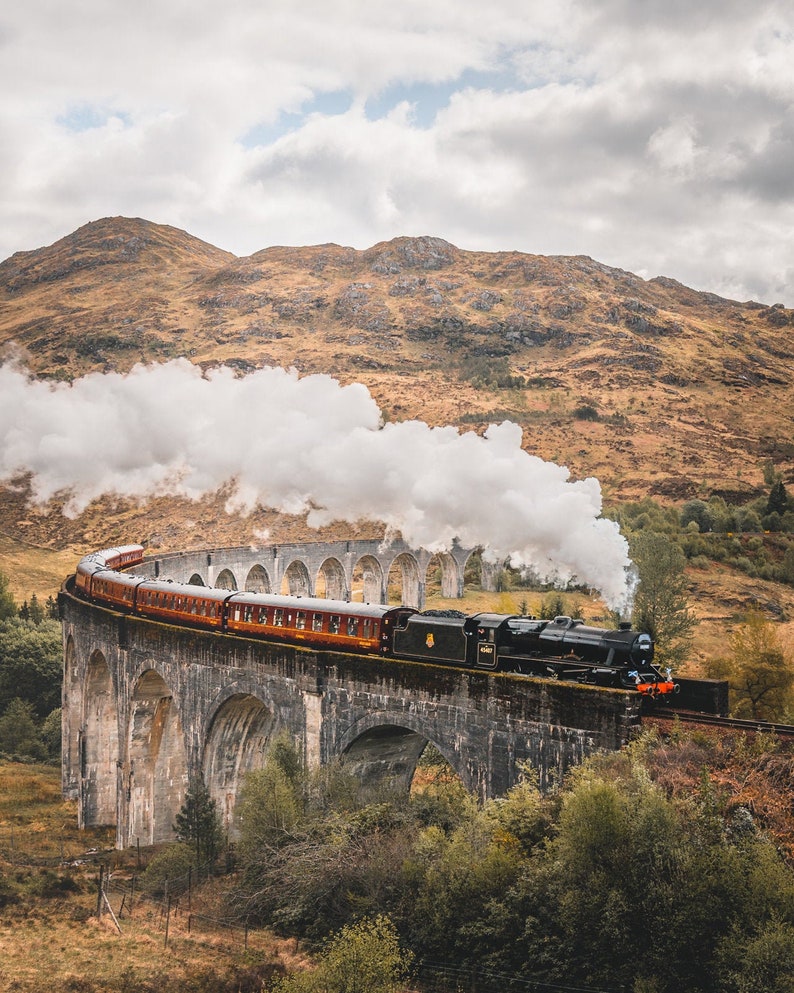 The Jacobite Passing Over Glenfinnan Viaduct // Photography Etsy
