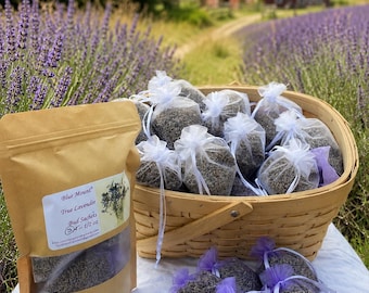 Organic Lavender Sachets, Farm Grown Natural Linen Freshener, Wedding Favor (0.5 oz)