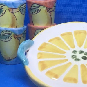 Limoncello 100% natural with ceramic glasses of Vietri sul Mare,  hand-painted