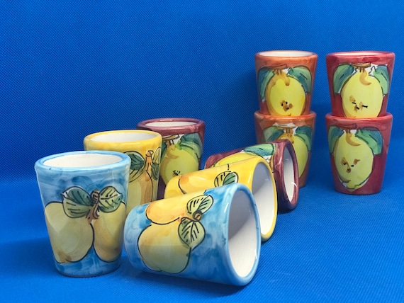 Vietri pottery-Limoncello/shot glasses.Made/painted by hand-Italy 