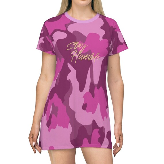pink camo t shirt dress