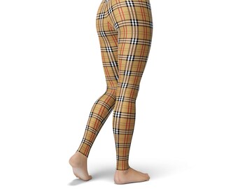 tan plaid leggings