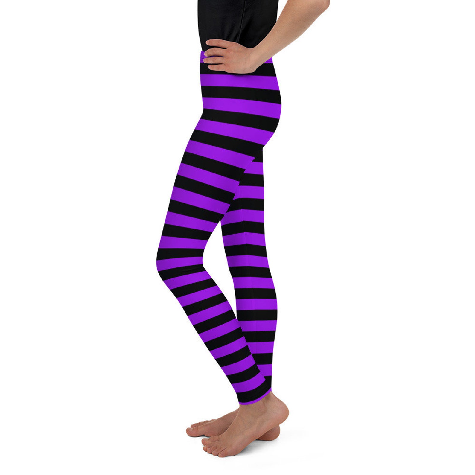 Striped Leggings Halloween Witch Toddler Costume Tights Purple Etsy