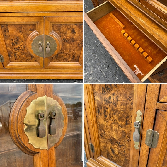Chinoiserie China Cabinet by Bernhardt With Asian Style Brass