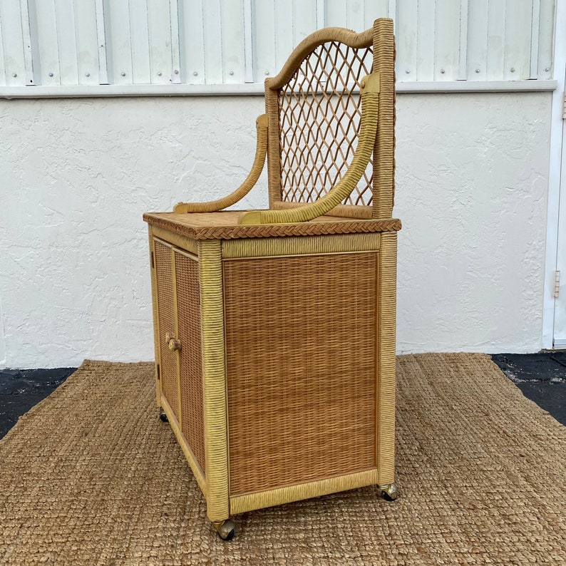 Vintage Henry Link Wicker Server With Woven Rattan & Etsy