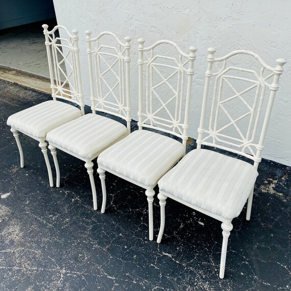 Set Of 4 Vintage Metal Faux Bamboo Chairs Hollywood Regency - Vintage Metal Bamboo Patio Furniture Set Of 4 Vintage Metal Faux Bamboo Chairs Hollywood Regency - Vintage Metal Bamboo Patio Furniture