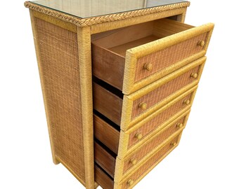 Wicker Dresser Chest by Henry Link - Vintage Natural Wrapped