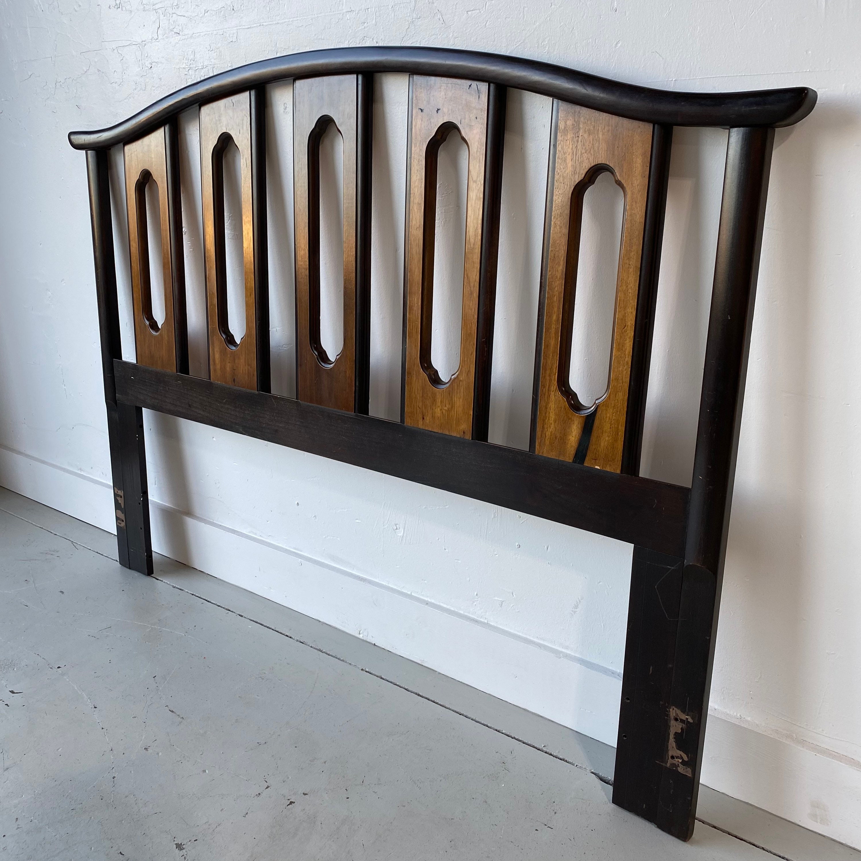 Vintage Queen Headboard by Broyhill Two Tone Wooden Asian Etsy