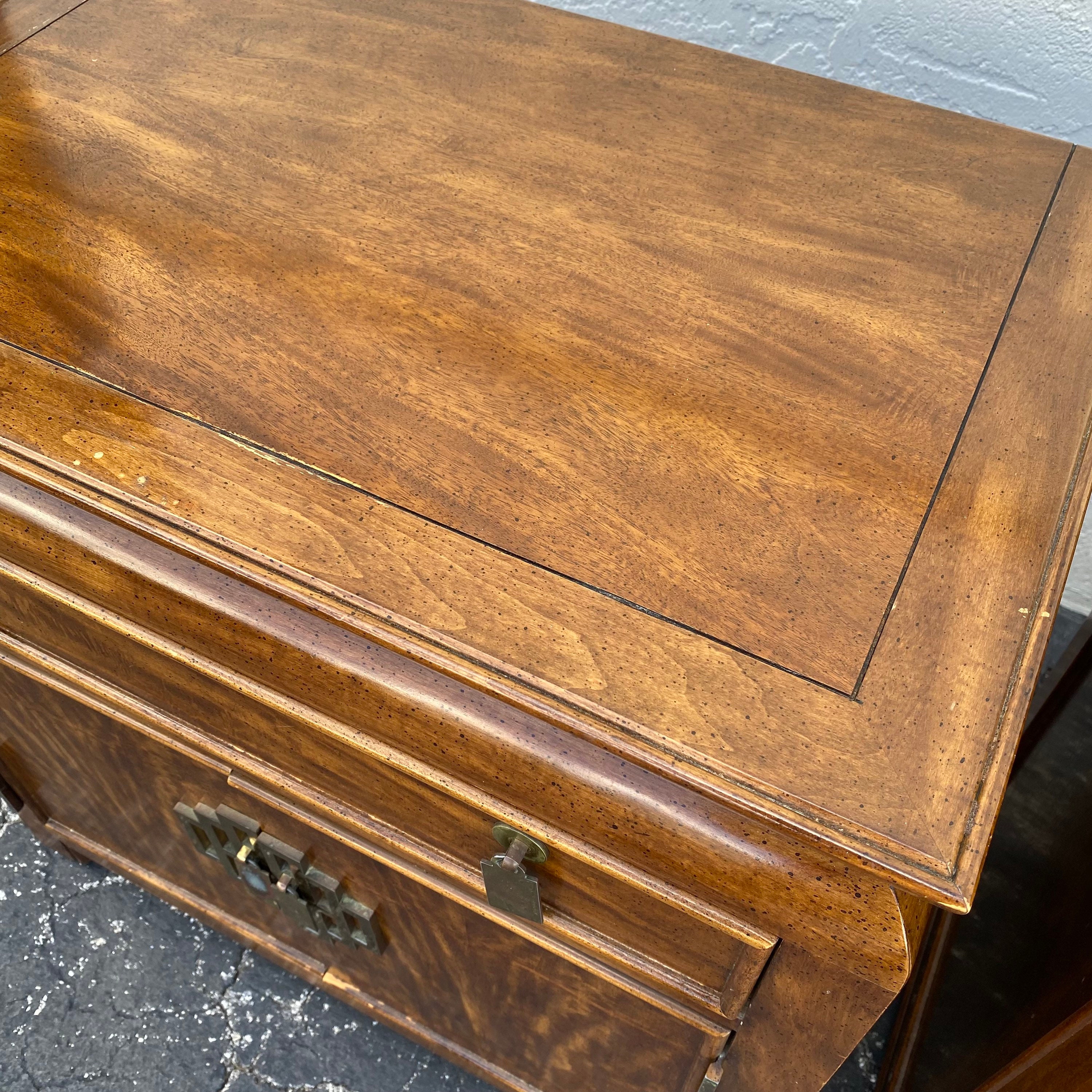 Burl Wood Chinoiserie Nightstands by Raymond Sobota Century