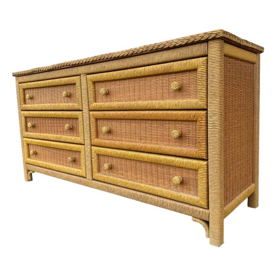 Natural Wicker Dresser by Henry Link 58 Long - Vintage Lexington Wrapped Rattan Coastal Boho Chic Tropical Furniture 6 Drawer Chest Bureau - Etsy Natural Wicker Dresser by Henry Link 58 Long - Vintage Lexington Wrapped Rattan Coastal Boho Chic Tropical Furniture 6 Drawer Chest Bureau - Etsy