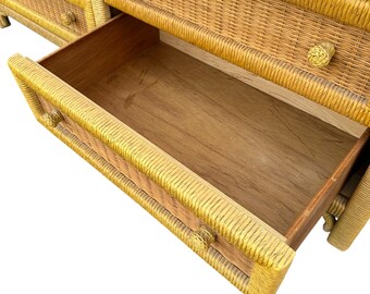 Natural Wicker Dresser by Henry Link 58” Long - Vintage Lexington