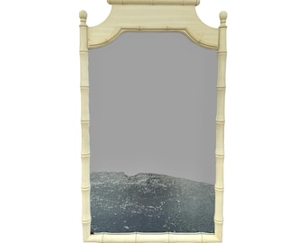 Faux Bamboo Mirror by Dixie 45x26 LOCAL PICKUP Vintage Creamy White Coastal Hollywood Regency Style