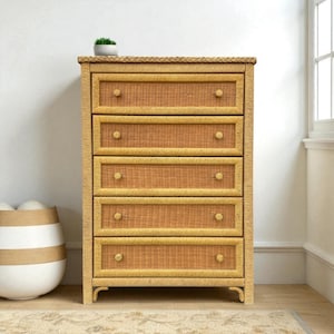 SOLD Wicker Dresser Chest by Henry Link - Vintage Natural Wrapped