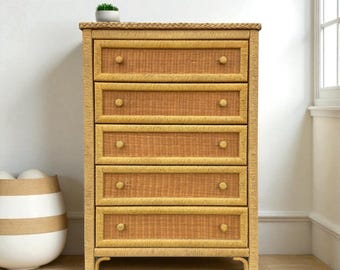 Wicker Dresser Chest by Henry Link - Vintage Natural Wrapped