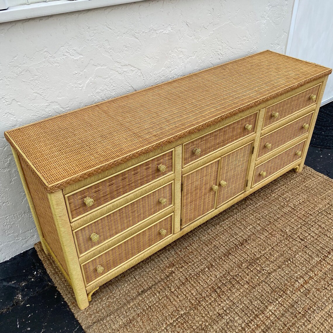 Henry Link Wicker Dresser With 9 Drawers Vintage Wrapped Etsy