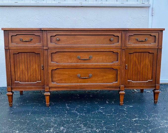 Vintage Wood Buffet Project With 5 Drawers and Storage Etsy