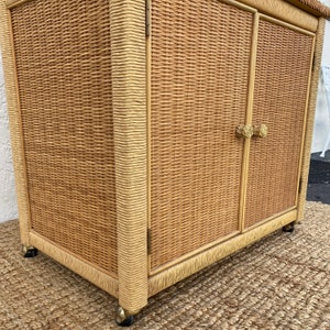 Wicker Server Vintage Henry Link Wicker Server Cabinet With Woven Rattan & Casters ...
