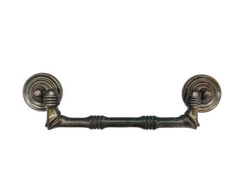 Vintage Faux Bamboo Drawer Pull 5.25" Center - Broyhill Hardware Replacement for Dresser or Chest, Original Aged Brass Finish