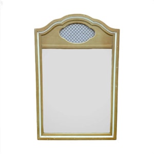 French Provincial Mirror by Henry Link 42x28 LOCAL PICKUP Vintage Green with Wire Mesh Shabby Chic Country Farmhouse Style