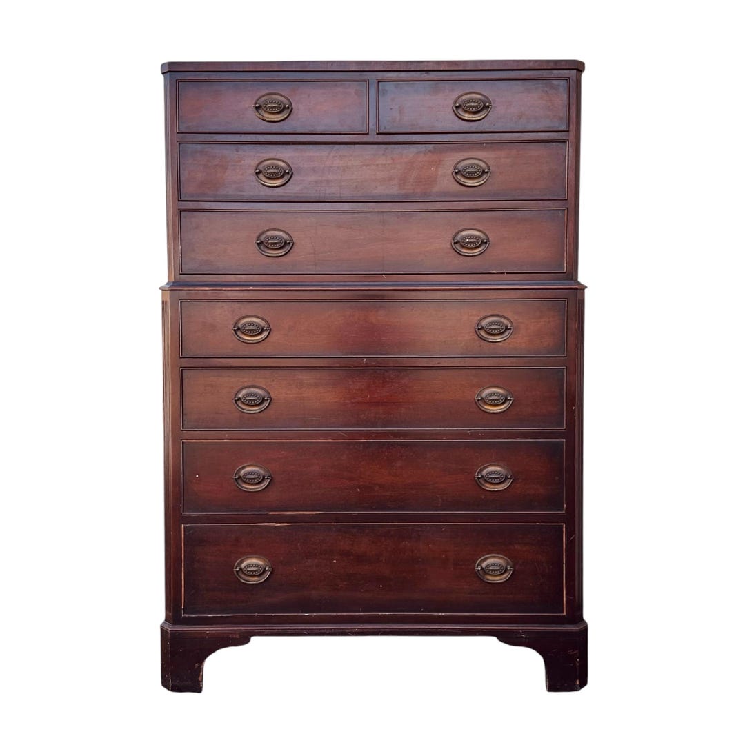 Mahogany Highboy Dresser Project by Kindel - Vintage Chest of 8 Drawers ...