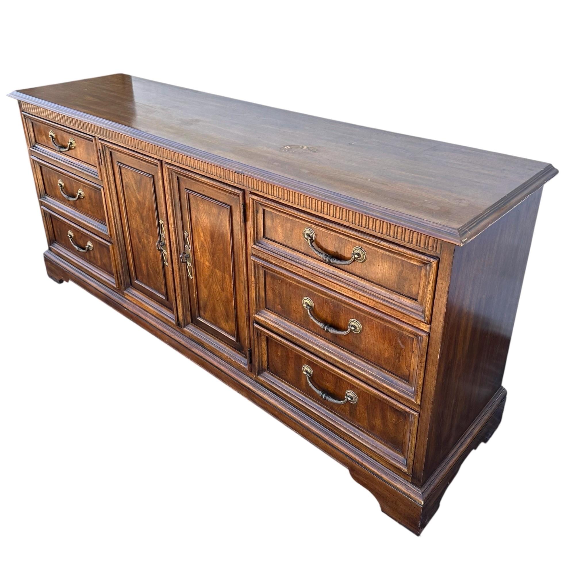 Vintage Drexel Heritage Tryon Manor Dresser 71” English Tudor