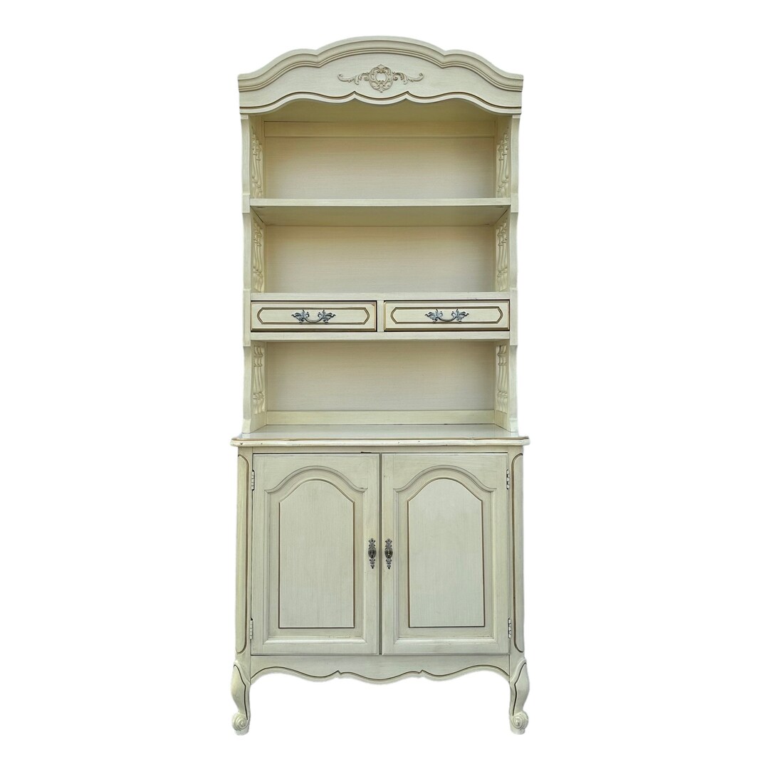 French Provincial Hutch Cabinet by Henry Link 1970s 2pc Vintage Beige ...