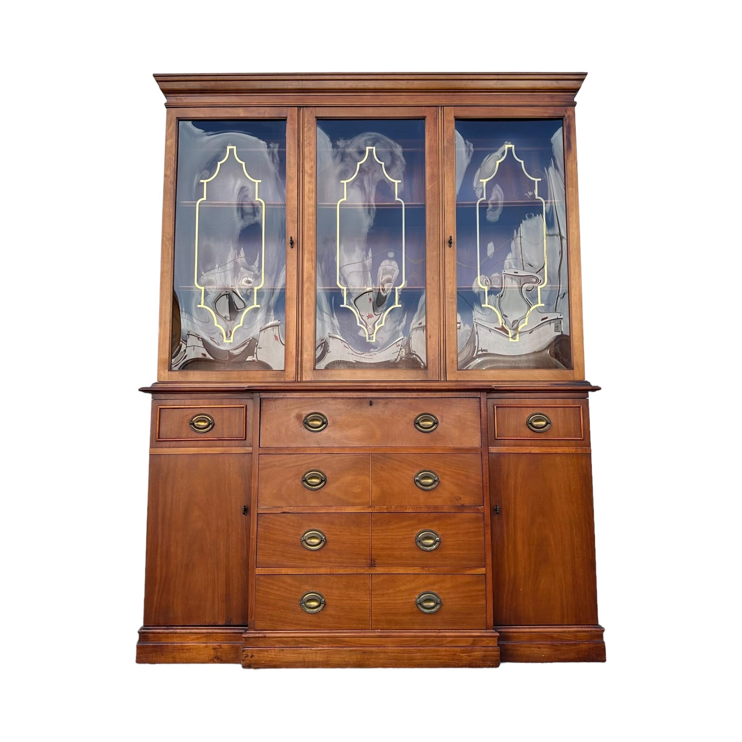 Vintage Cabinet With Gold Pagoda Bubble Glass Doors