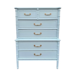 blue bamboo dresser Thomasville Faux Bamboo Dresser