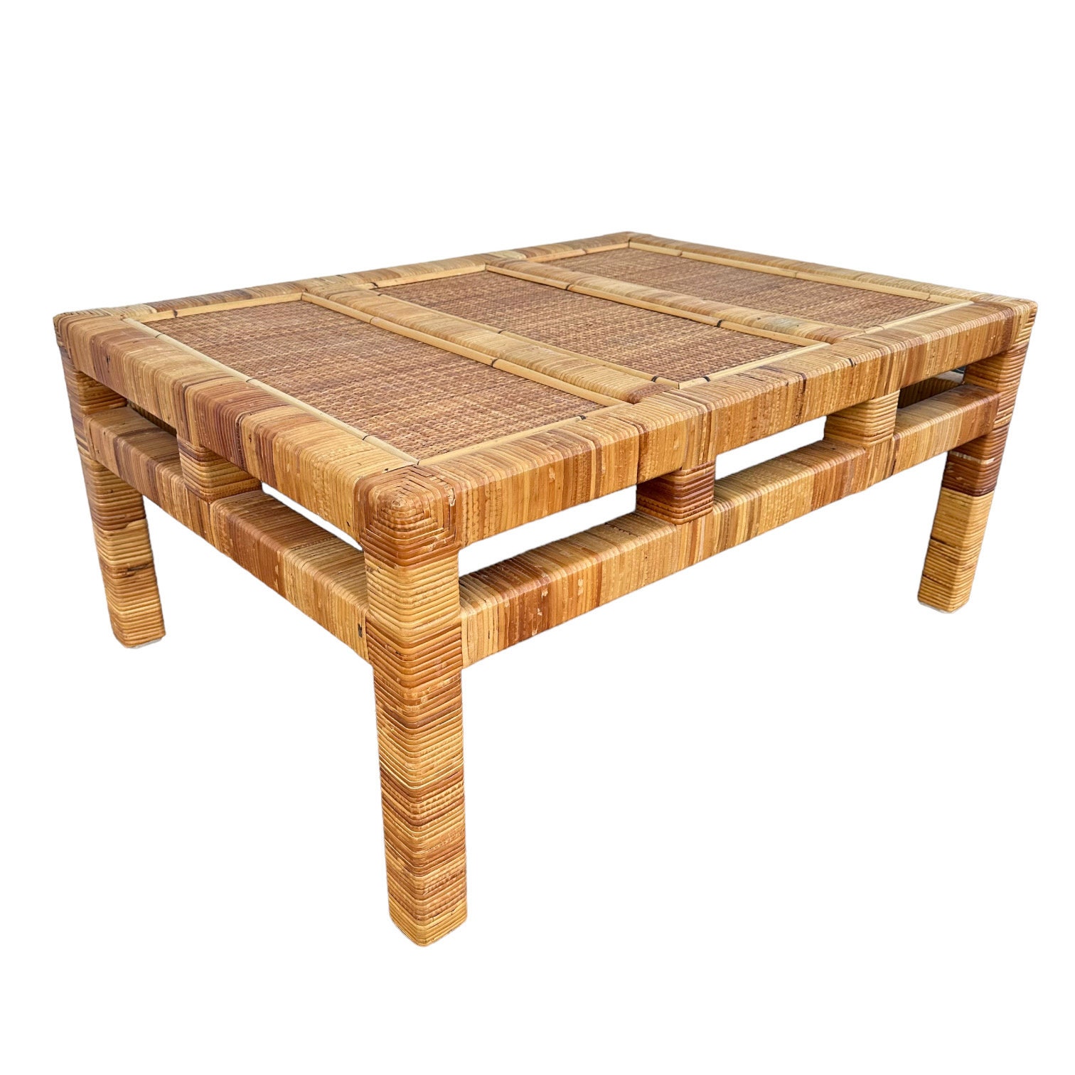 Rattan coffee table vintage discount