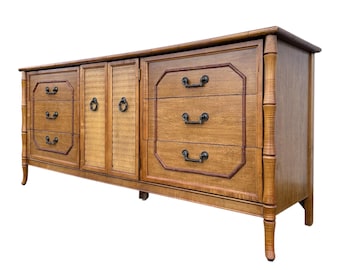 SOLD Wicker Dresser Chest by Henry Link - Vintage Natural Wrapped