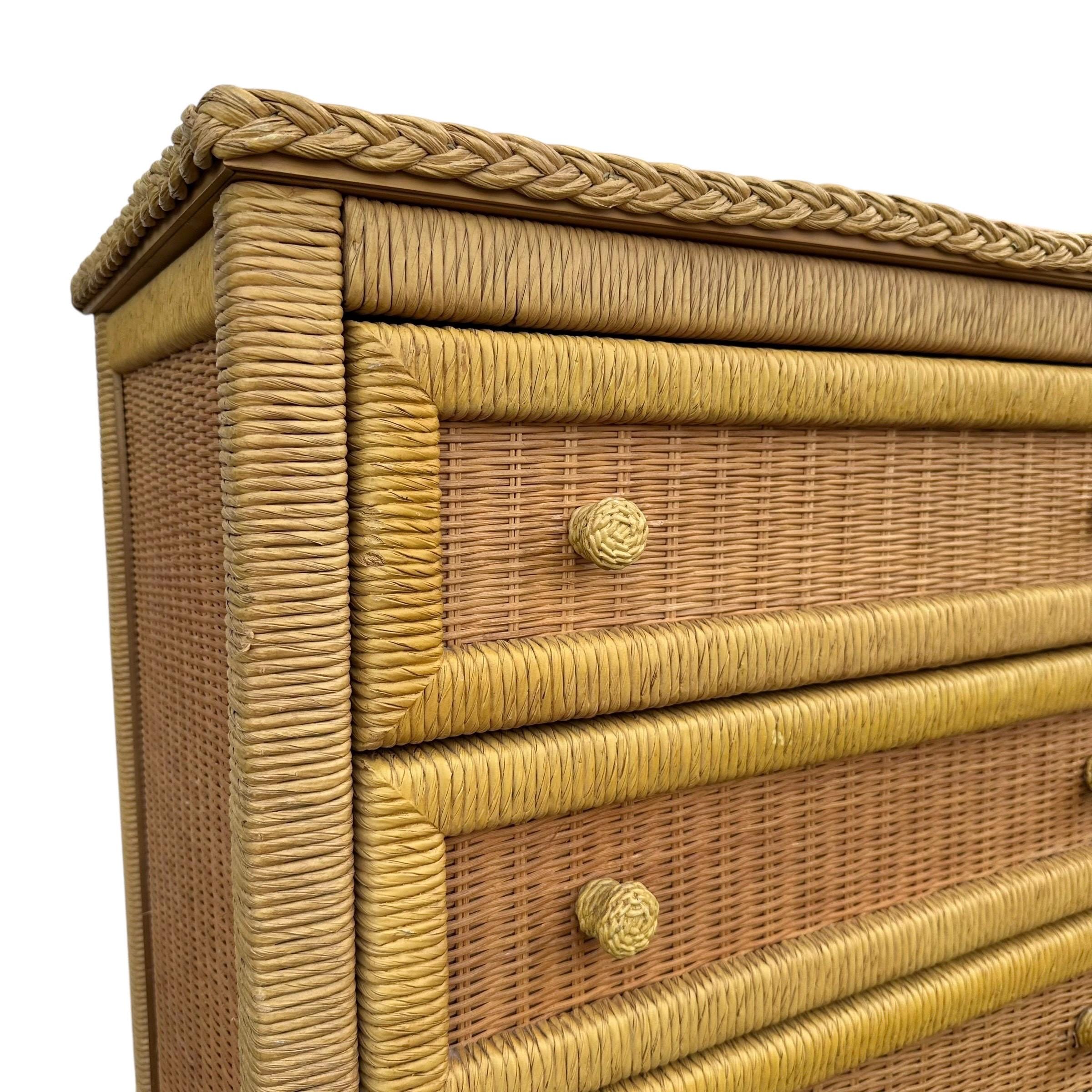 Natural Wicker Dresser by Henry Link 58” Long - Vintage Lexington