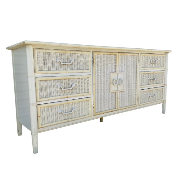 Vintage faux bamboo dresser deals