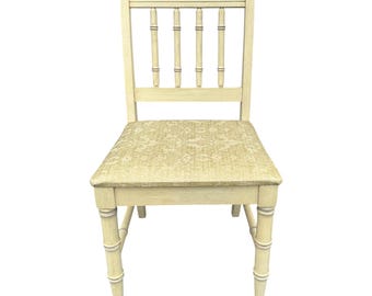 Henry Link Bali Hai Desk Chair - Vintage Hollywood Regency Creamy White Faux Bamboo Coastal Vanity Seat