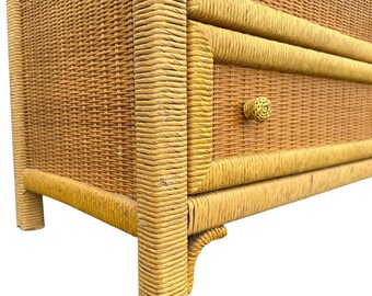 Wicker Dresser Chest by Henry Link - Vintage Natural Wrapped
