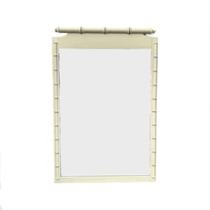 Faux Bamboo Mirror 43x29 LOCAL PICKUP Vintage White Wash Wood Henry Link Style Hollywood Regency Furniture