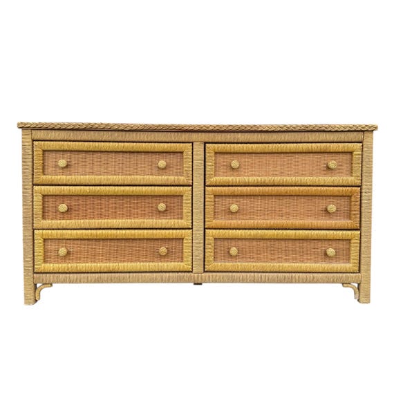 Natural Wicker Dresser by Henry Link 58 Long - Vintage Lexington Wrapped  Rattan Coastal Boho Chic Tropical Furniture 6 Drawer Chest Bureau - Etsy