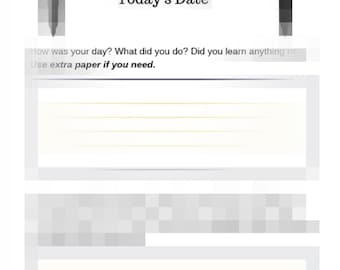 Könnte beinhalten: Eine leere Kommunikationsnotizseite mit dem Titel "Communicate Notes Today's Date". Die Seite hat Zeilen zum Schreiben und den Text "Wie war dein Tag? Was hast du gemacht? Hast du etwas Neues gelernt? Benutze zusätzliches Papier, wenn du es brauchst."