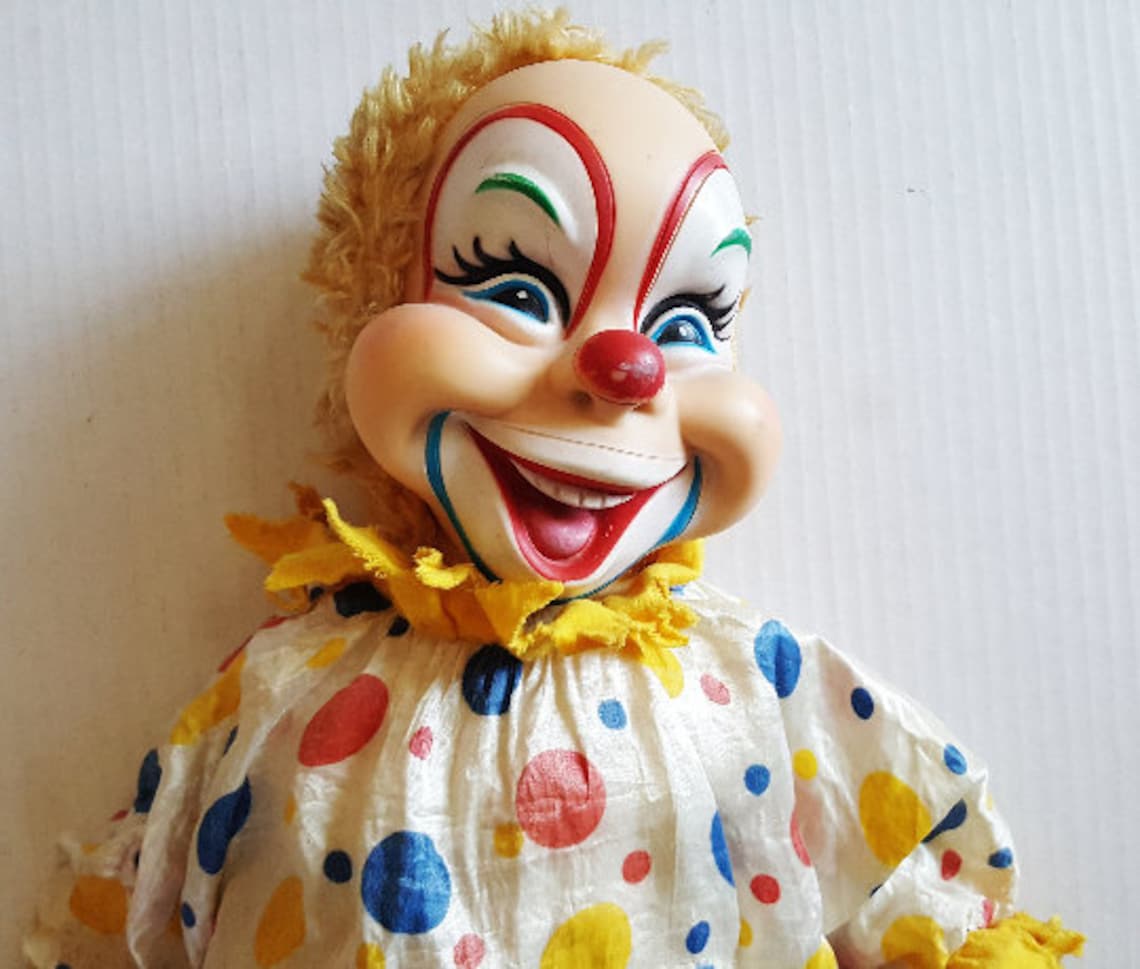 Vintage Creepy CLOWN Doll 1950s 21 Inches Of Complete Etsy