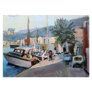 Edoardo Krumm (Italian | 1916-1993) original oil painting (50x70cm) signed at the back | &quot;Lago di Garda scene&quot;
