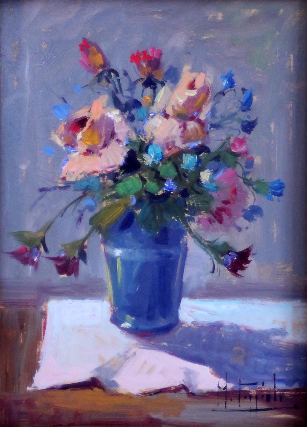 Mario Poggiali | (62x51cm) Original signed colorful oil painting. Great wall decor!