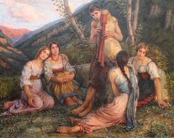 Corrado MEZZANA (Italian 1890-1952) Massive Oil painting (132x102cm) Signed 1931