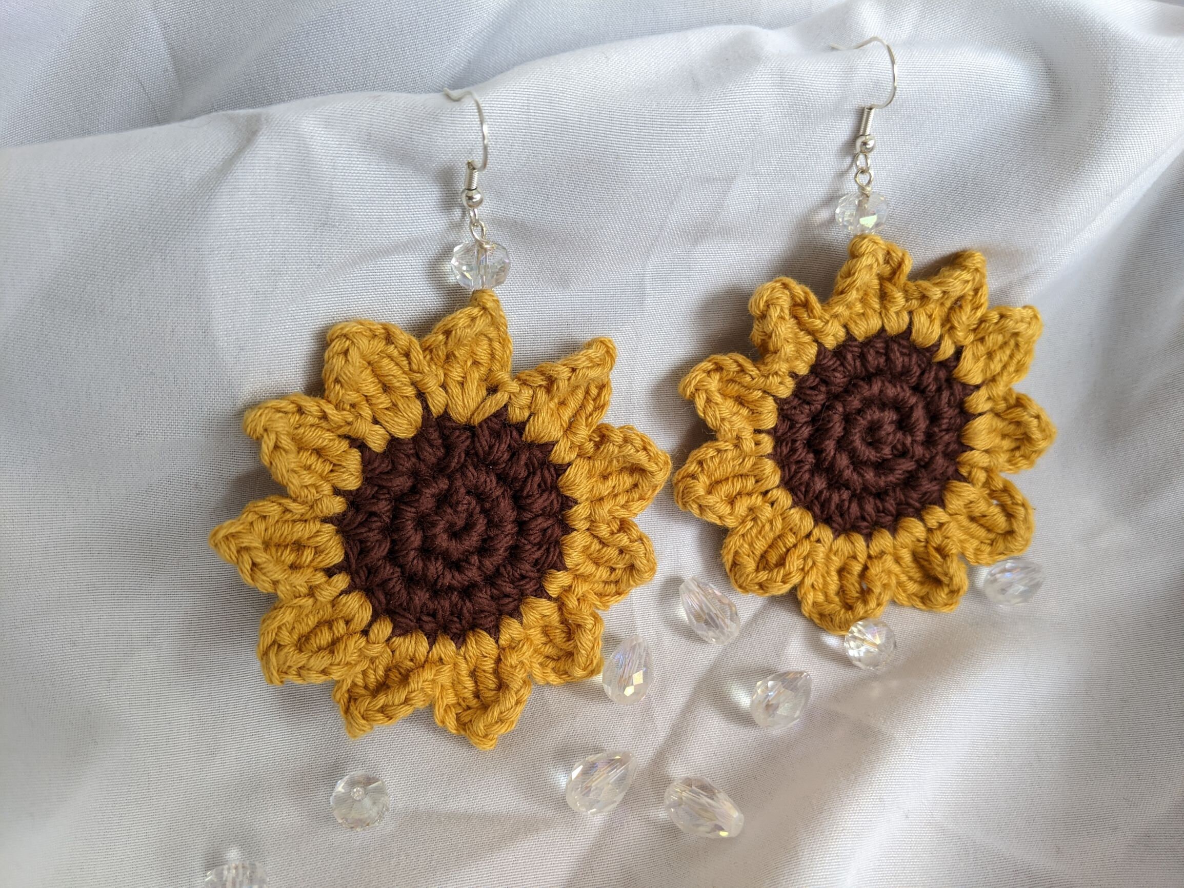 Sunflower Earrings Crochet Handmade Etsy